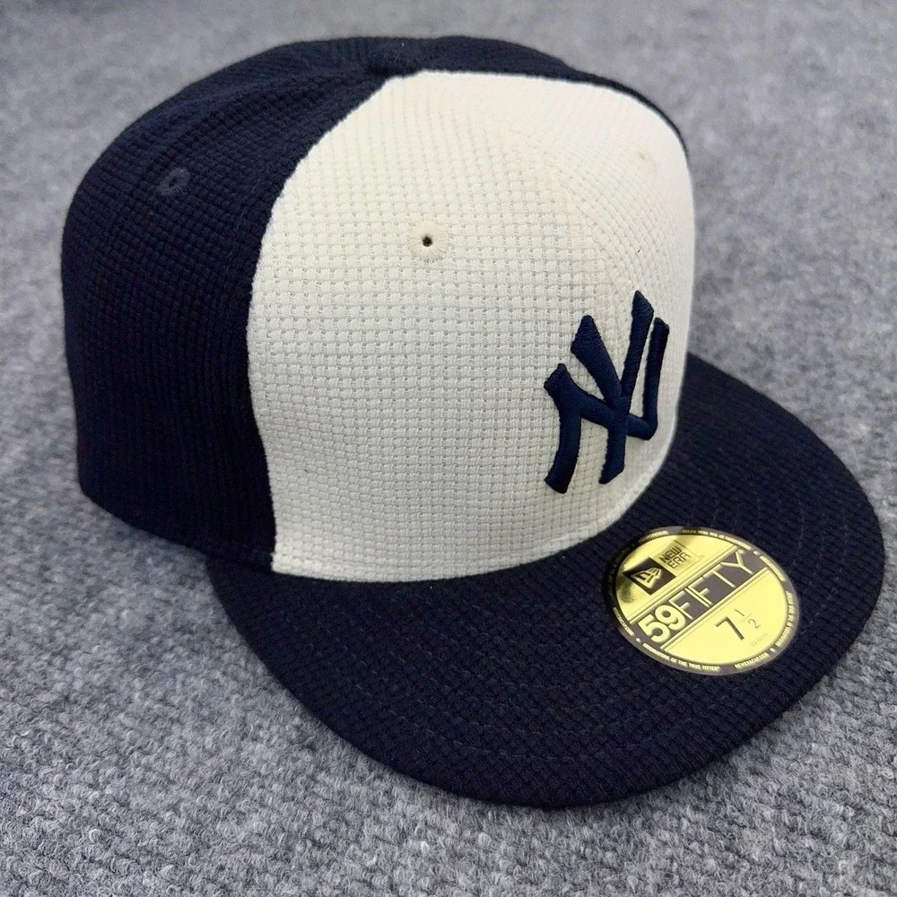 New York Yankees Hat New Era‎ 59FIFTY Fitted 7 1/2 Thermal Waffle Blue White Cap